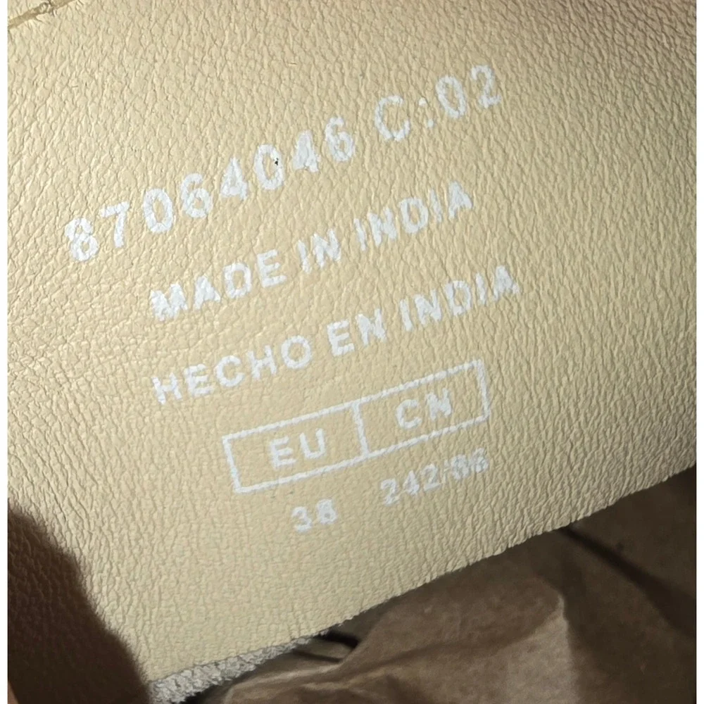 Mango MNG‎ Womens Cream Beige Leather Penny Loafers Square Toe 87064046 Size 38